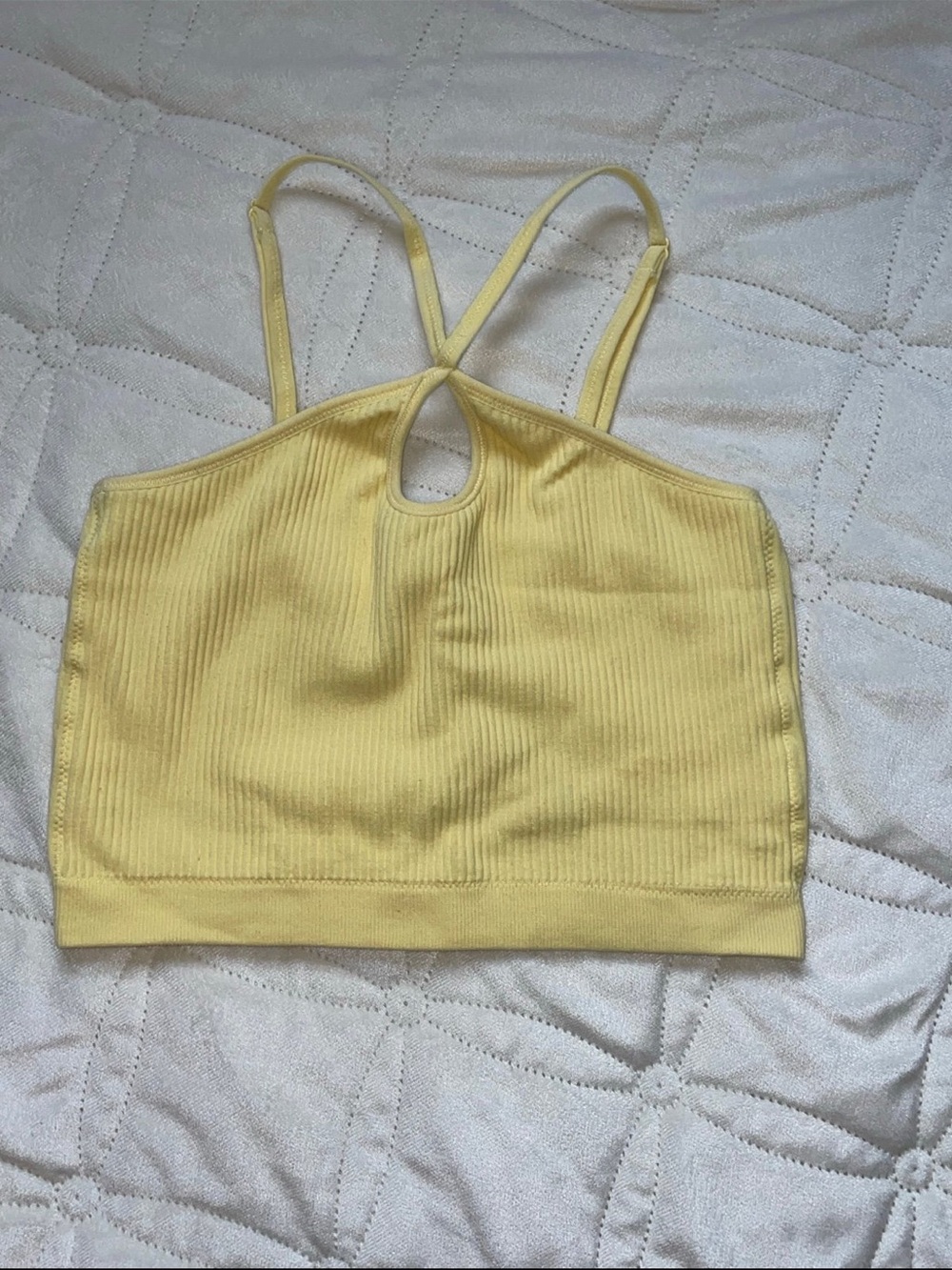 BKE Yellow Ribbed Crop Tank